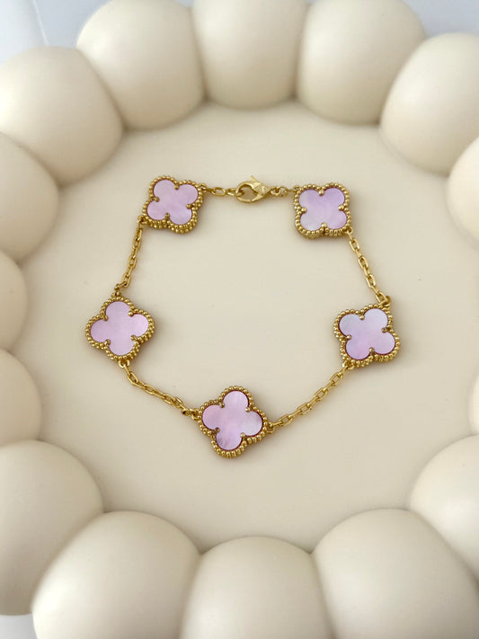 Pink Pearl Clover Bracelet